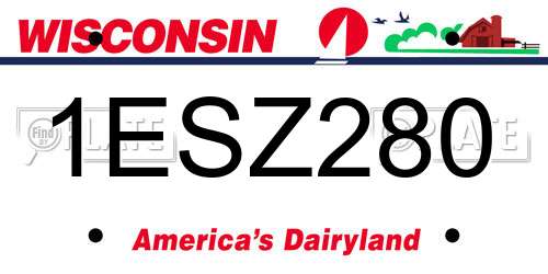 1ESZ280 Wisconsin License Plate
