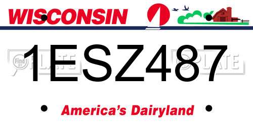 1ESZ487 Wisconsin License Plate