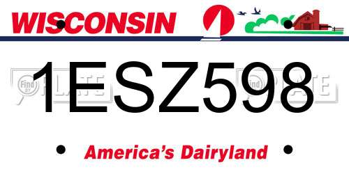 1ESZ598 Wisconsin License Plate