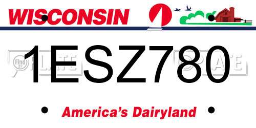 1ESZ780 Wisconsin License Plate