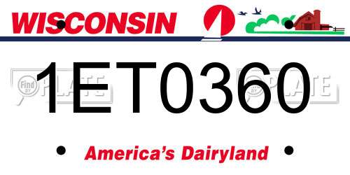 1ET0360 Wisconsin License Plate
