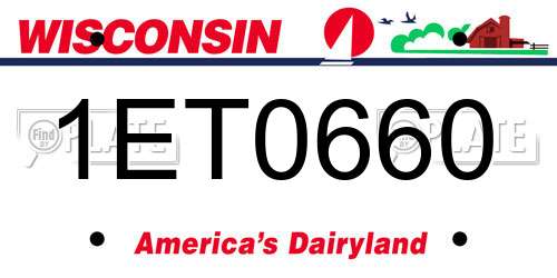 1ET0660 Wisconsin License Plate