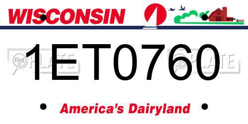 1ET0760 Wisconsin License Plate