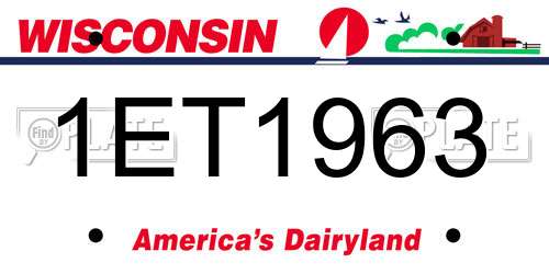 1ET1963 Wisconsin License Plate