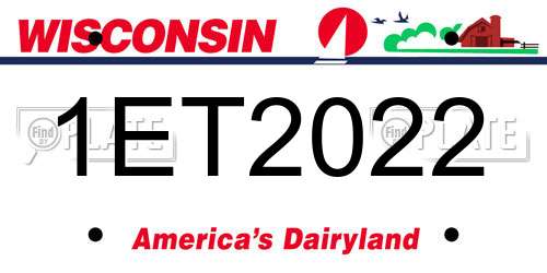 1ET2022 Wisconsin License Plate