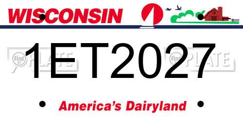 1ET2027 Wisconsin License Plate