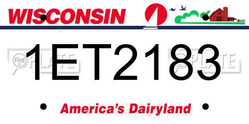 1ET2183 Wisconsin License Plate