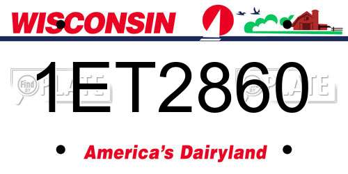 1ET2860 Wisconsin License Plate