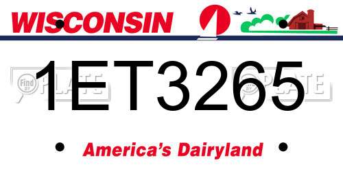 1ET3265 Wisconsin License Plate