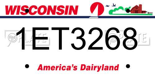 1ET3268 Wisconsin License Plate