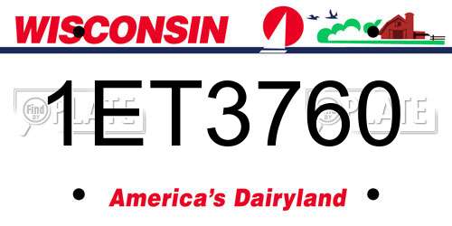 1ET3760 Wisconsin License Plate
