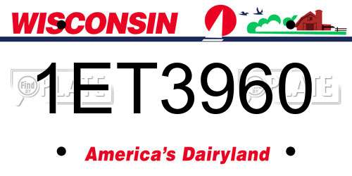 1ET3960 Wisconsin License Plate