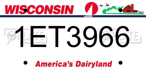 1ET3966 Wisconsin License Plate
