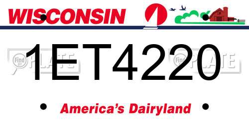 1ET4220 Wisconsin License Plate