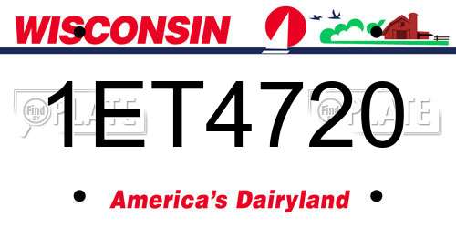 1ET4720 Wisconsin License Plate