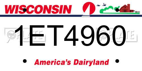 1ET4960 Wisconsin License Plate