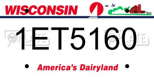 1ET5160 Wisconsin License Plate
