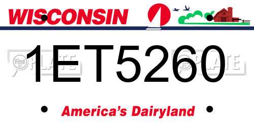 1ET5260 Wisconsin License Plate