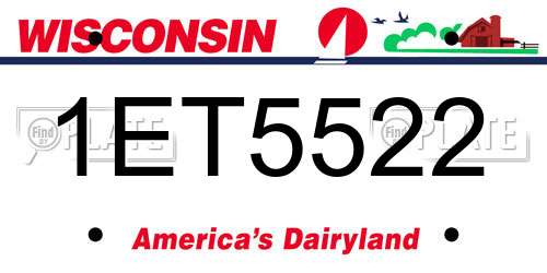 1ET5522 Wisconsin License Plate