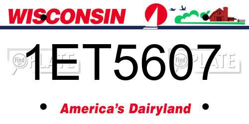 1ET5607 Wisconsin License Plate