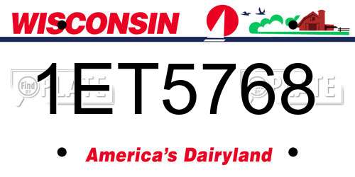 1ET5768 Wisconsin License Plate
