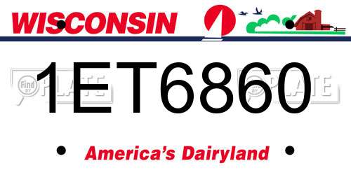 1ET6860 Wisconsin License Plate