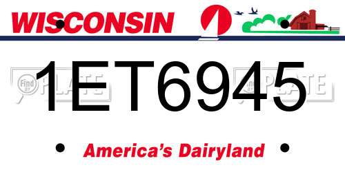 1ET6945 Wisconsin License Plate