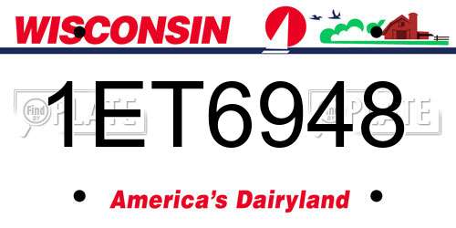 1ET6948 Wisconsin License Plate