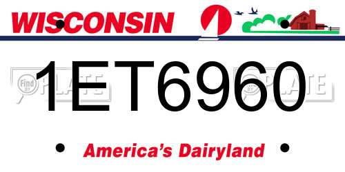1ET6960 Wisconsin License Plate