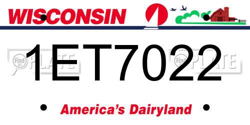 1ET7022 Wisconsin License Plate