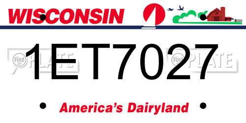 1ET7027 Wisconsin License Plate