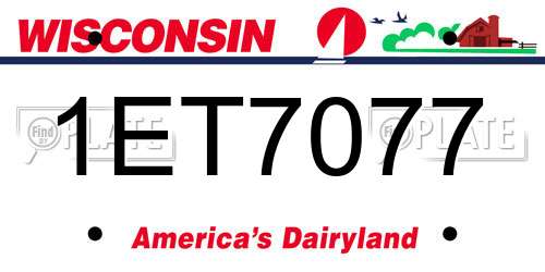 1ET7077 Wisconsin License Plate