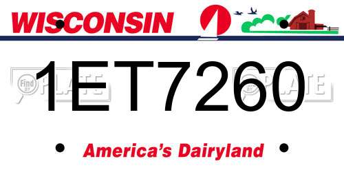 1ET7260 Wisconsin License Plate