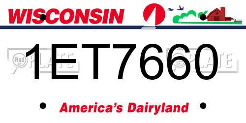 1ET7660 Wisconsin License Plate