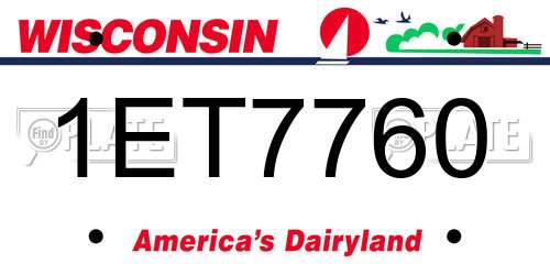 1ET7760 Wisconsin License Plate