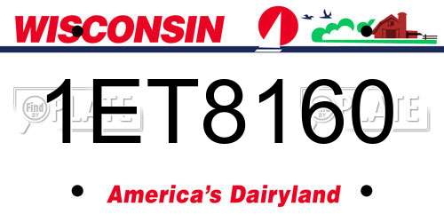 1ET8160 Wisconsin License Plate