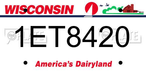 1ET8420 Wisconsin License Plate