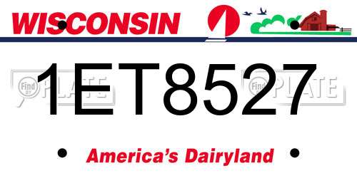 1ET8527 Wisconsin License Plate