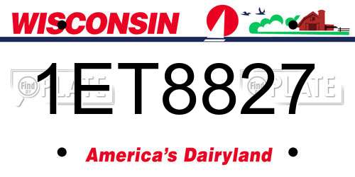 1ET8827 Wisconsin License Plate