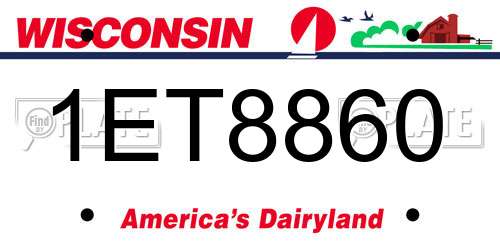1ET8860 Wisconsin License Plate