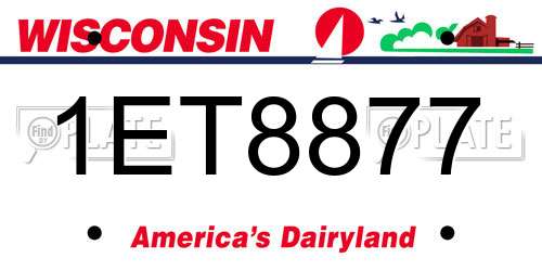 1ET8877 Wisconsin License Plate