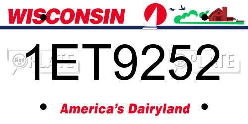 1ET9252 Wisconsin License Plate
