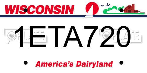 1ETA720 Wisconsin License Plate
