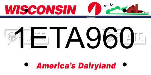 1ETA960 Wisconsin License Plate
