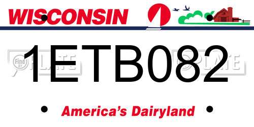1ETB082 Wisconsin License Plate
