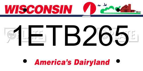 1ETB265 Wisconsin License Plate