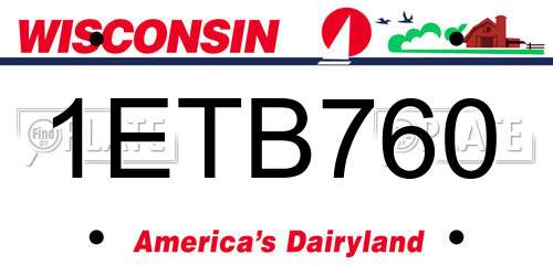 1ETB760 Wisconsin License Plate
