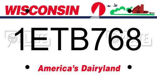 1ETB768 Wisconsin License Plate