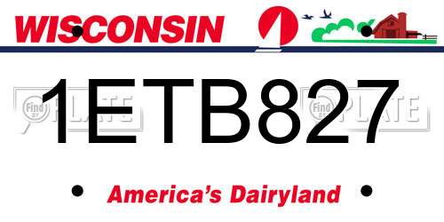 1ETB827 Wisconsin License Plate