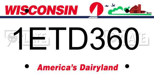 1ETD360 Wisconsin License Plate